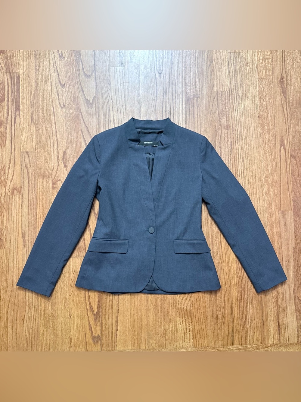 Zara Navy Single-Button Notchless Blazer size 8